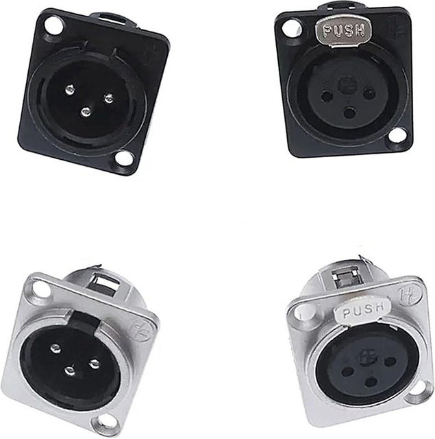 FRHY XLR 3-polige Audio-Steckverbinder Set für Schalttafelmontage, 5 Stück, männlich und weiblich, Kupferkontakt, Schwarz/Silber - Bild 1