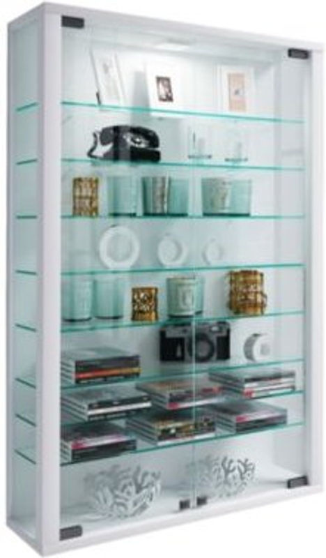 VCM Wandvitrine Vitrosa Mini in Weiß mit ESG-Sicherheitsglas und Glasfronten, H x B x T: 90 x 59 x 18 cm - Bild 2