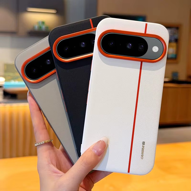 Modische Hartschalenhülle aus PU-Leder für Google Pixel 9 Pro XL, Google Pixel 9, 9 Pro und 9A in Weiß - Bild 1