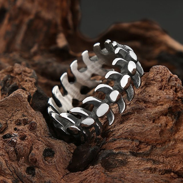 NORTHMAN Ring Edelstahl, Fischgräten, Silber, Unisex, Vintage - Bild 1