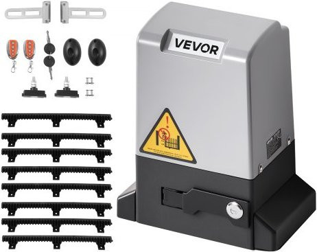 VEVOR Schiebetorantrieb 400W für Einfahrtstore bis 25m und 1000kg, elektrischer Toröffner mit Nylon-Zahnstange, Infrarotsensor und 2 Fernbedienungen, Farbe: Grau - Bild 1
