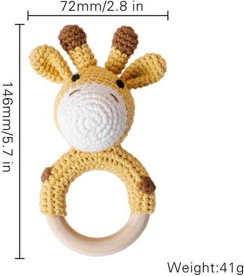 Binchi Outdoor Product Baby Häkeltier Rasseln, Holzspielzeug, ab 0 Jahre - Bild 1