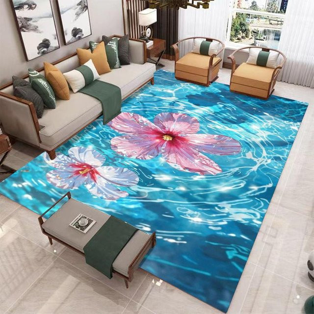 Rutschfester Badezimmerteppich mit nautischem Meeresmotiv in Blau, B/B: 80 x 120 cm - Bild 1
