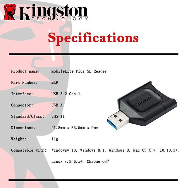 Kingston MobileLite Plus SD Speicherkartenleser USB-A USB 3.2 Gen 1 Schwarz - Bild 3