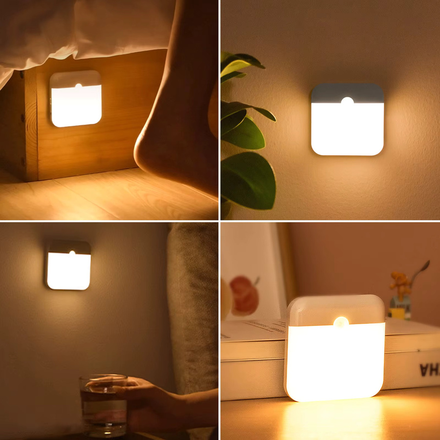 SHENZHITECH Induktions-Nachtlicht mit Bewegungssensor in Weiß, aufladbar, warmweißes Licht für Schlafzimmer, Küche und Flur - Bild 6