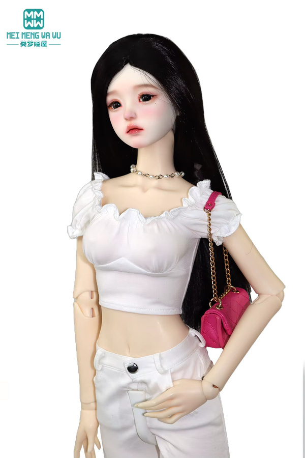 meimengwawu BJD Puppenkleidung Mode Low-Rise-Jeansshorts, Hemd Crop Top T-Shirt, Zubehör - Bild 2