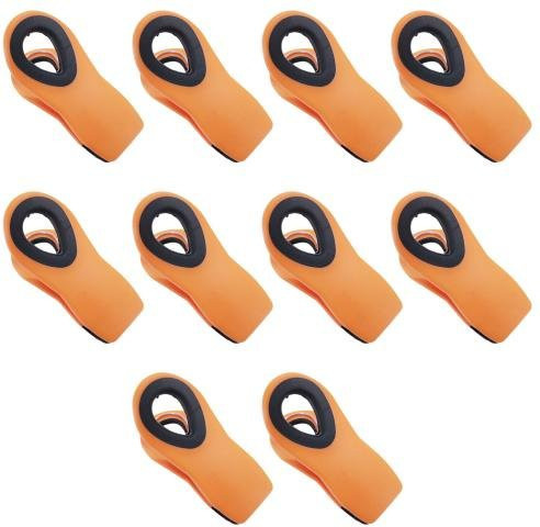 10er Set Magnetische Dichtungsclips aus Kunststoff in Orange zur Aufbewahrung von Lebensmitteln mit Aufhängeloch - Bild 1