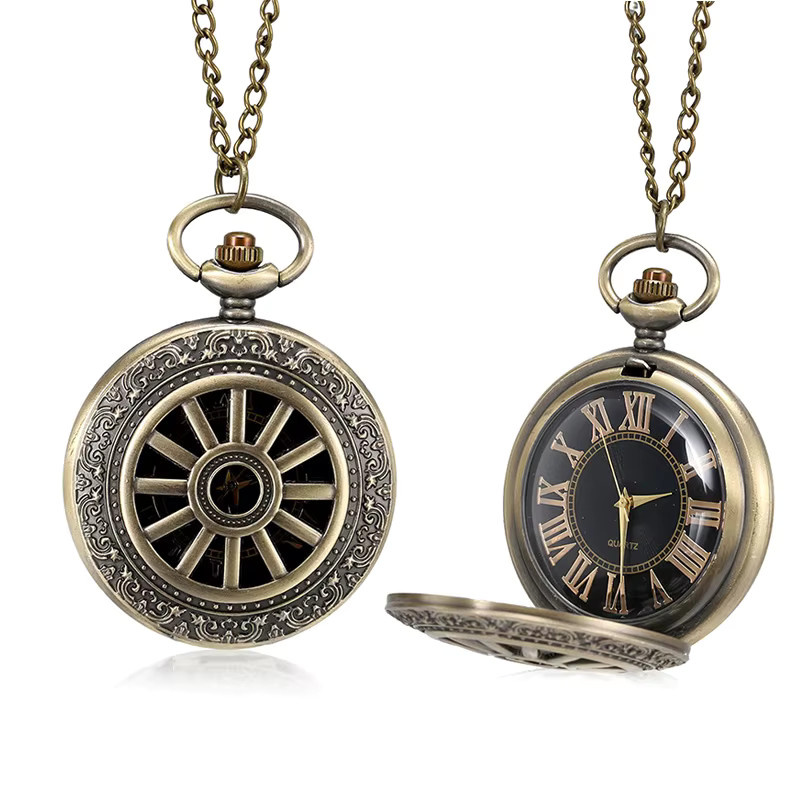 Taschenuhr Quarz, Messing, Bronze, Unisex - Bild 3