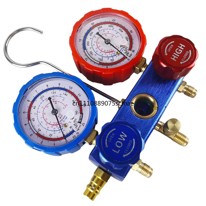 Dual-Messgerät Kältemittel-Manifold-Set für Auto- und Haushaltsklimaanlagen zur Kältemittelbefüllung und Druckmessung in Multicolour - Bild 4