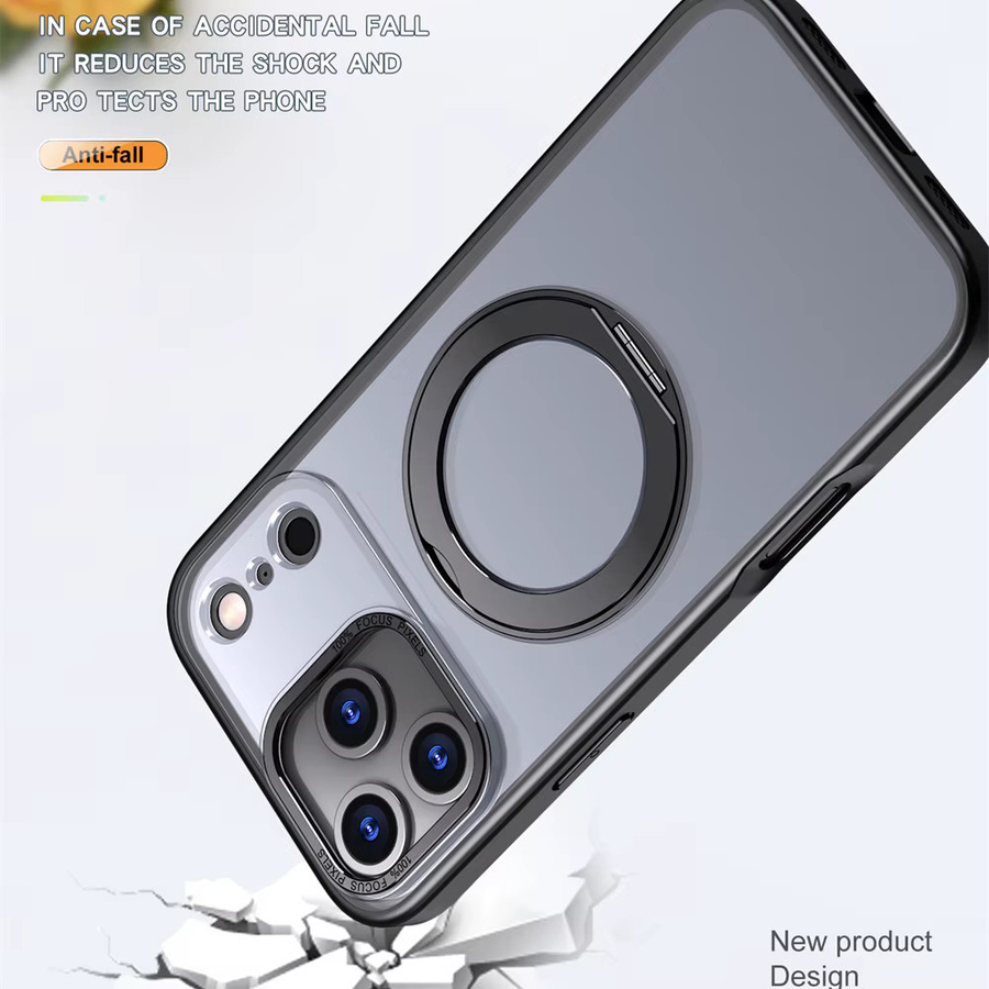 Vyimc Magnetische iPhone Hülle mit rotierendem Ring und Faltständer, Transparent oder Blau, inklusive Objektivschutz und Acrylabdeckung für iPhone 17, 16 Pro Max, 15, 14, 13, 12 und 11 - Bild 6