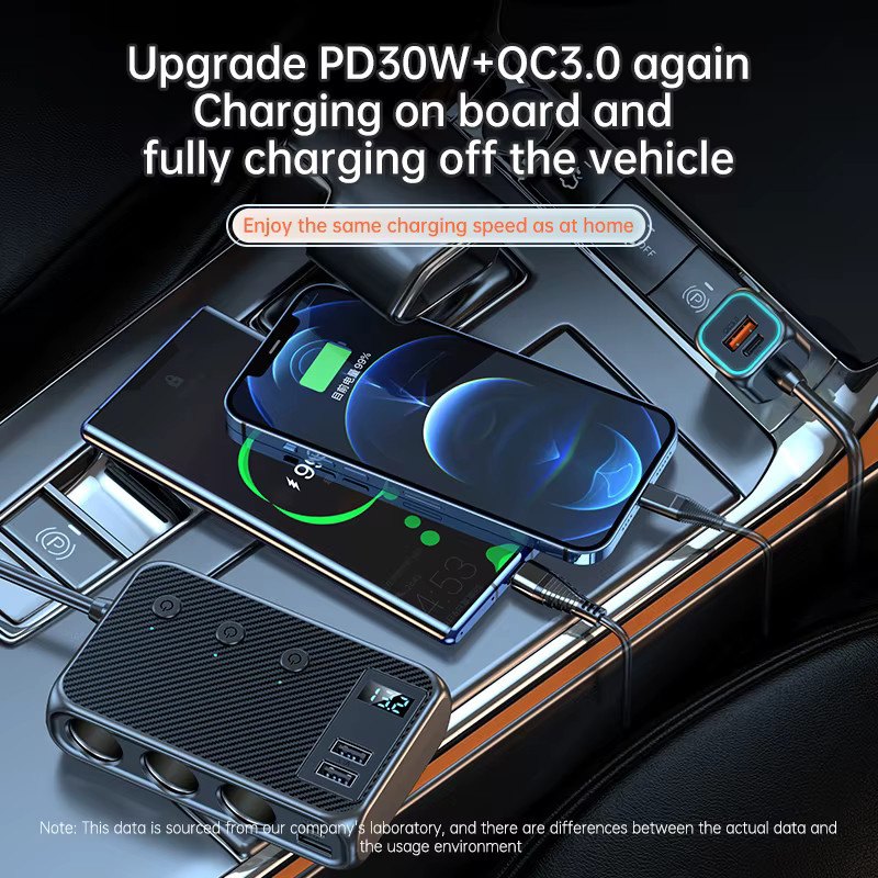 BLALION 9-in-1 Autoladegerät-Adapter mit 171 W, PD 3-Buchse und Zigarettenanzünder-Splitter mit unabhängigen Schaltern, Schwarz - Bild 4