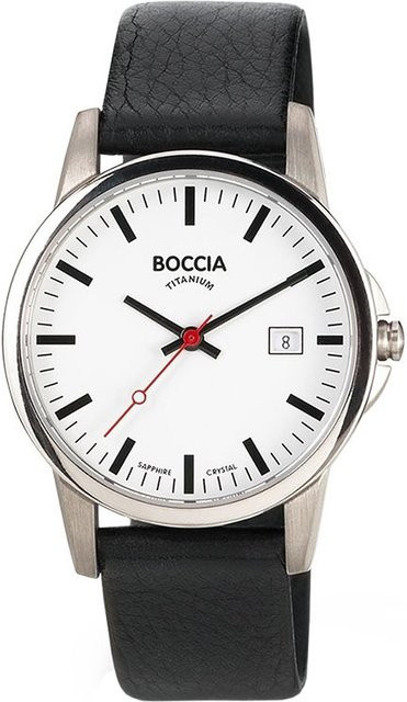 Boccia Herrenuhr, Quarz, Titan, 36 mm, Leder, Weiß, 5 ATM - Bild 1