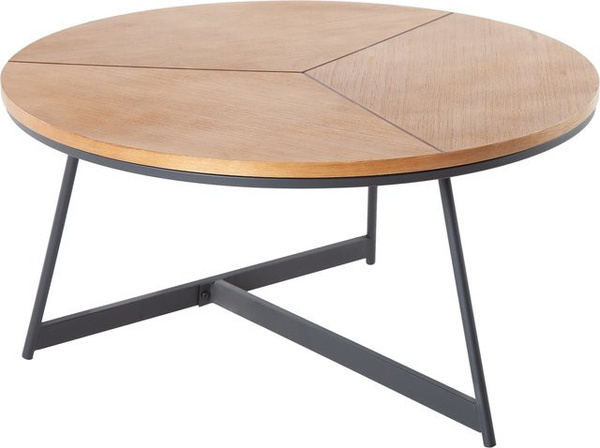 Riess-Ambiente Couchtisch OAK ELEGANCE rund mit Eichenholzfurnier und schwarzem Metallgestell Durchmesser: 80 cm