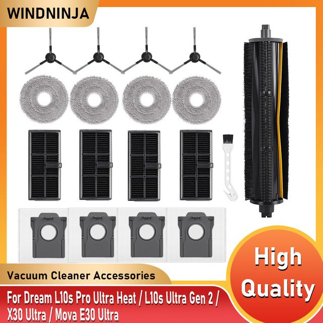 Dreame Zubehör-Set mit Rollenbürsten, Filtern, Mopps und Staubbeuteln für L10s Pro Ultra Heat, L10s Ultra Gen 2, X30 Ultra und Mova E30 Ultra Staubsauger - Bild 1