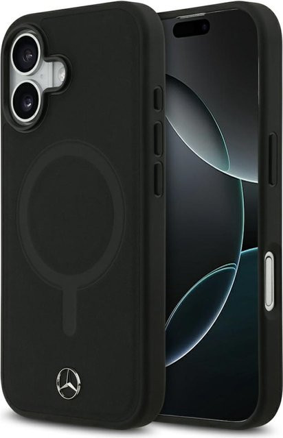 Mercedes MagSafe Schutzhülle aus glattem Leder für Apple iPhone 17 in Schwarz - Bild 1