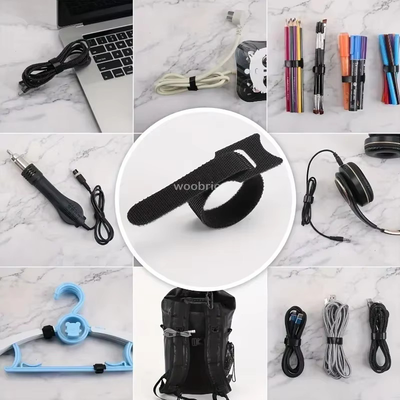 Wiederverwendbare und verstellbare Kabelbinder als Kabel-Organizer und Kabelmanagement in Schwarz - Bild 6