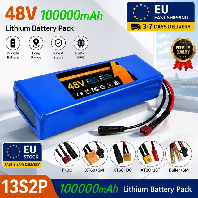 Ryobi 48V 100Ah Lithium-Ionen-Akkupack 13S2P 100000mAh mit Smart BMS in Blau für E-Bike und E-Scooter - Bild 1