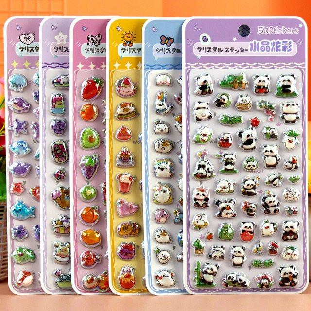 3D-Aufkleber mit Regenbogenprägung von AufnahmeYourLife Store, bunte Cartoon-Ozean-Kreaturen und Obst-Dekoration aus Resin für Kinderhandwerk, Mehrfarbig - Bild 1