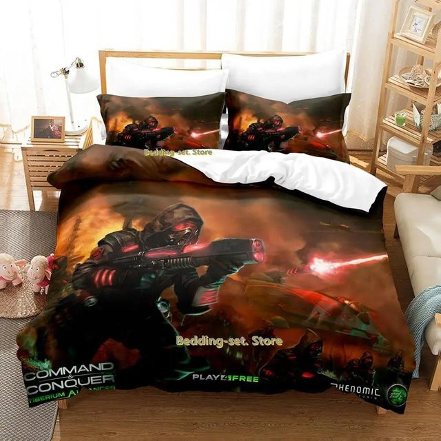 Command & Conquer 3 Bettwäsche-Set mit Reißverschluss für Einzelbetten, 2-teilig, B: 133 cm, L: 200 cm (Hinweis: Maße basieren auf 70x133cm Angabe im Text, sofern als Breite/Länge interpretierbar) - Bild 1