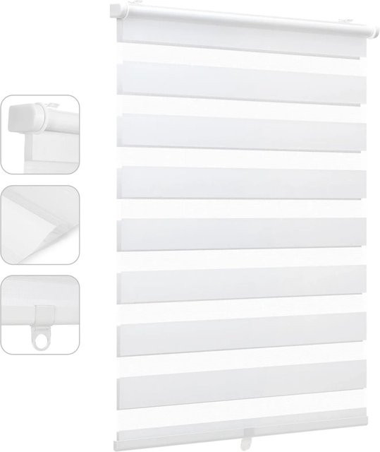 Sekey Doppelrollo Klemmfix Schnurlos Day & Night in Weiß, B: 75 cm, H: 210 cm - Bild 1