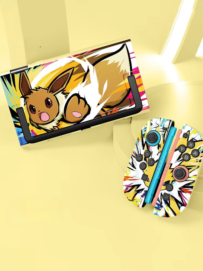 Pokemon Anime Hartschalenhülle für Nintendo Switch 2 Joy-Con Controller mit Eevee Cartoon Design, Stoßfeste Silikon Schutzhülle, Mehrfarbig - Bild 1