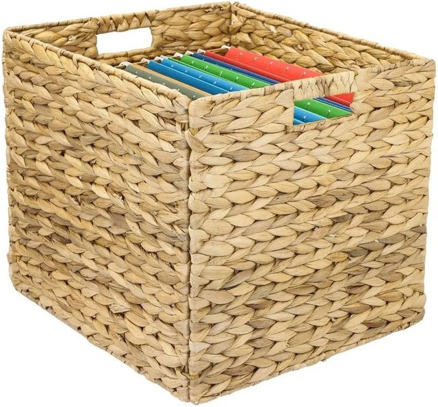 HMF Aufbewahrungskorb Kallax für DIN A4 Hängeregister aus Wasserhyazinthe in Beige, B/T/H: 38 x 33 x 32 cm - Bild 1
