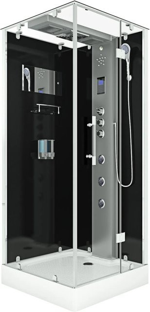 AquaVapore Duschkabine D38-13R1 Komplettdusche mit Duschsystem, Thermostat, Regendusche, Handbrause und LED-Beleuchtung, B/T: 90 x 90 cm - Bild 1