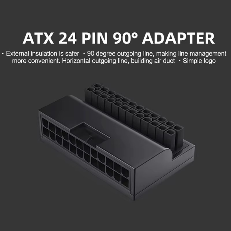 Flying Elephant ATX 24-Pin 90 Grad Adapter Ellenbogenstecker für Kabelmanagement mit 5V 3Pin ARGB SYNC in Schwarz - Bild 5