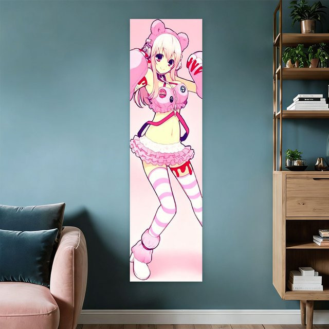 Kawaii Super Sonico Bärenmädchen Wandteppich mit Anime Print als vertikaler Wandbehang für dein Schlafzimmer oder Wohnheim - Bild 1