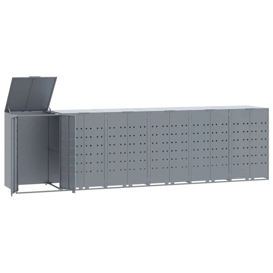 DELUKE Mülltonnenbox GORILO Mülltonnenverkleidung für 6 Tonnen aus Stahl in Grau, B/T/H: 414 x 79 x 117 cm - Bild 2