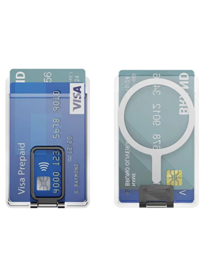 Magnetische Karten-Brieftasche und Metall-Hülle für Samsung Galaxy S26, S25, S24 Ultra und S23 Plus, Transparent/Silber, MagSafe kompatibel - Bild 5