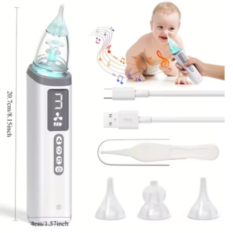 Elektrischer Baby-Nasenreiniger in Weiß mit Musik, verstellbarer Saugkraft und weichem Silikon, geräuscharm - Bild 3