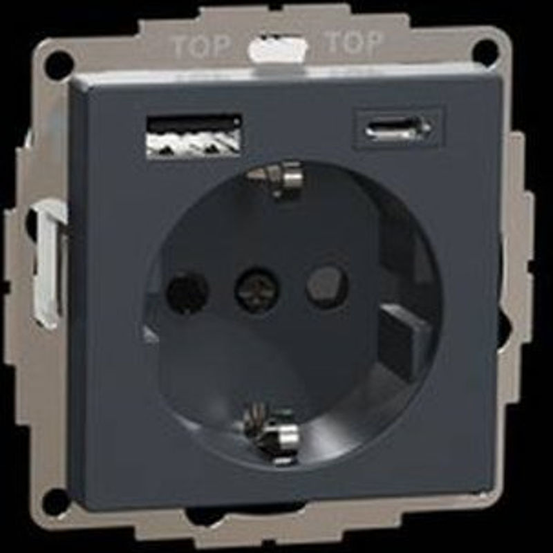 Merten Schuko Steckdose mit USB Ladegerät MEG2367-0414 in Anthrazit - Bild 2