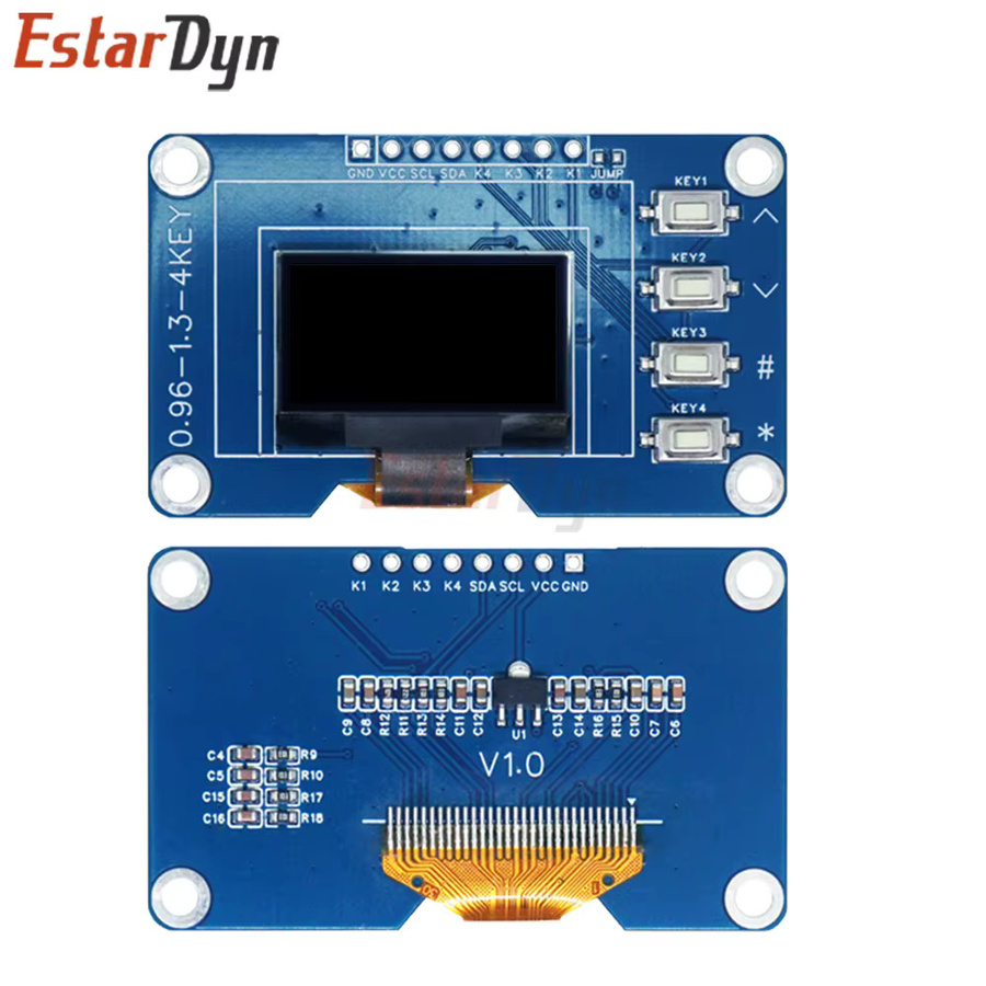 Estardyn 0,96 Zoll SSD1315 OLED-Anzeigemodul mit 128x64 Auflösung, 4x4 Tastatur und I2C/SPI Schnittstelle in Blau für dein Raspberry Pi DIY-Projekt - Bild 2