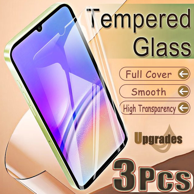 3-teiliges Upgrade Displayschutz-Set aus 9H gehärtetem Glas für Samsung Galaxy A05 4G, transparent/schwarz - Bild 1
