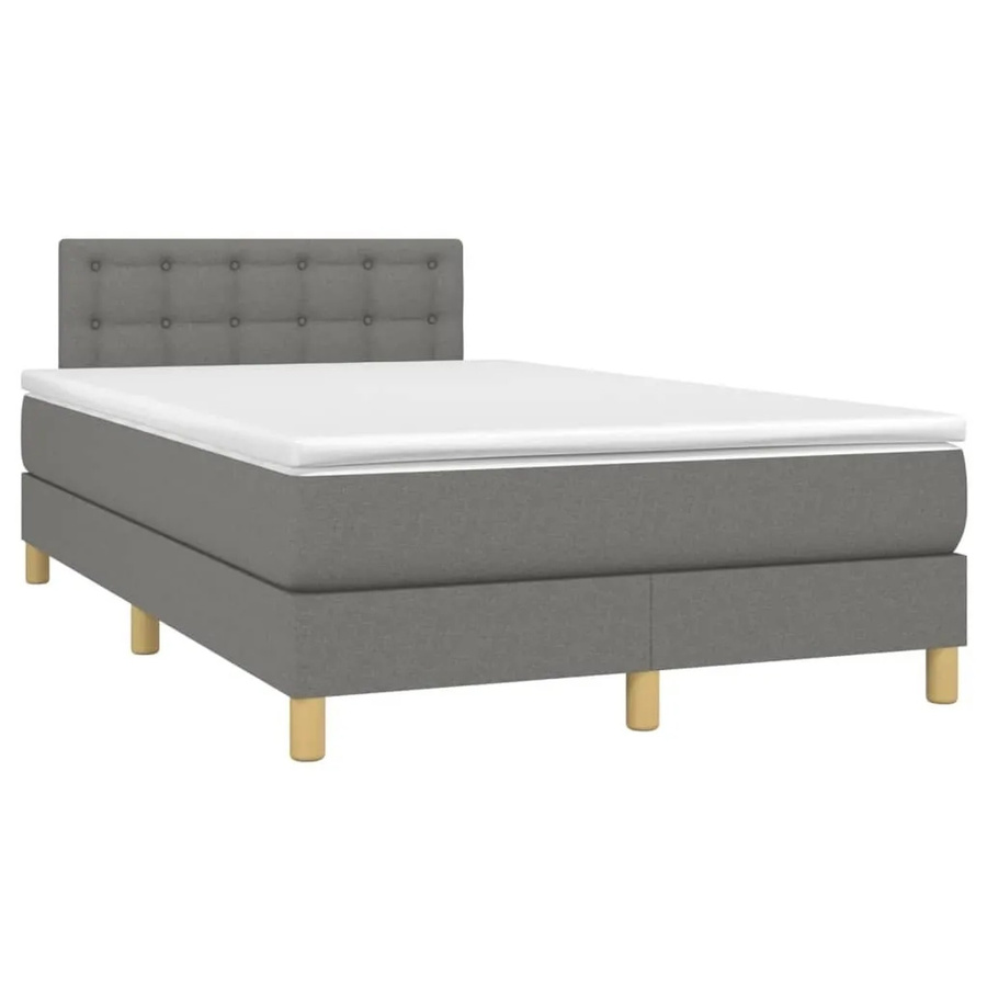 vidaXL Boxspringbett Hybrid mit Matratze und LED-Unterbettbeleuchtung sowie USB-Ladeport, Dunkelgrau, B: 120 cm, T: 200 cm, H: 78 cm - Bild 2