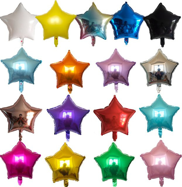 KUKUZHU Stern Folienballons Set aus 10 Stück in Gold, Silber, Lila und Multicolour, 18 Zoll, ideal für Hochzeiten, Babypartys und Kindergeburtstage - Bild 1