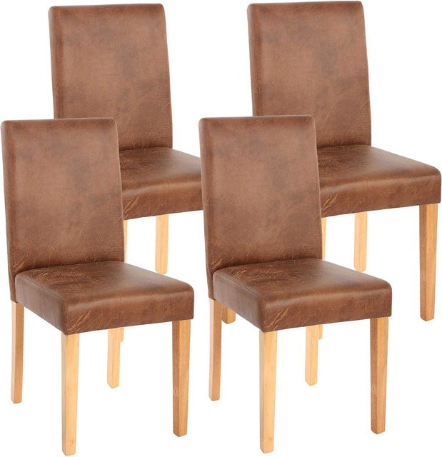 4er-Set MCW Esszimmerstühle Littau in Braun aus Textil und Wildlederimitat mit hellen Beinen - Bild 1