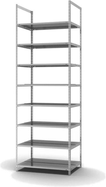 PROREGAL Aktenregal aus verzinktem Stahl mit 8 Ebenen, beidseitig nutzbar, Farbe: Silber, H x B x T: 290 x 100 x 60 cm - Bild 1