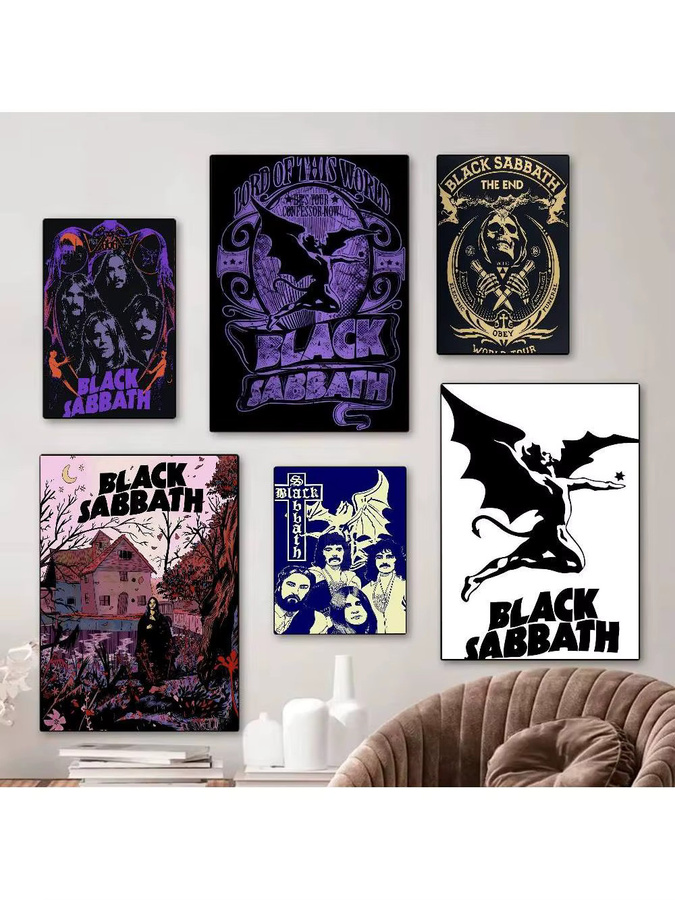 Vintage Poster Black Sabbath Singer Classic Wandkunst aus weißem Kraftpapier in Schwarz und Weiß - Bild 6