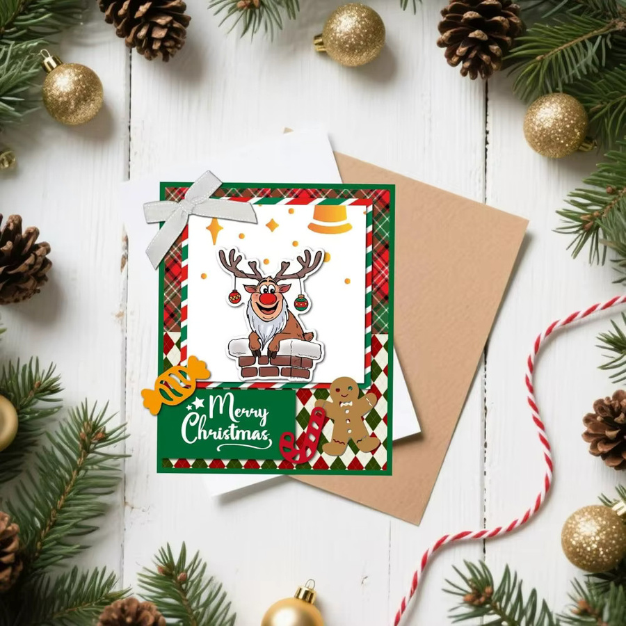 Transparenter Rentier Stempel mit lustigem Cartoon-Design für Weihnachts-Bastelarbeiten und Handwerk - Bild 3