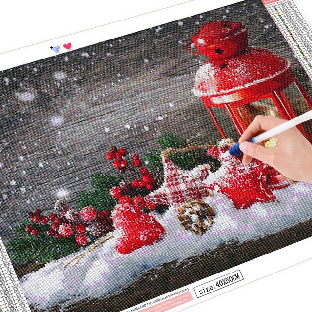 FIYO Diamant-Malerei Weihnachtslandschaft als Kunsthandwerk-Set in Grau, B/H: 30 x 20 cm - Bild 1