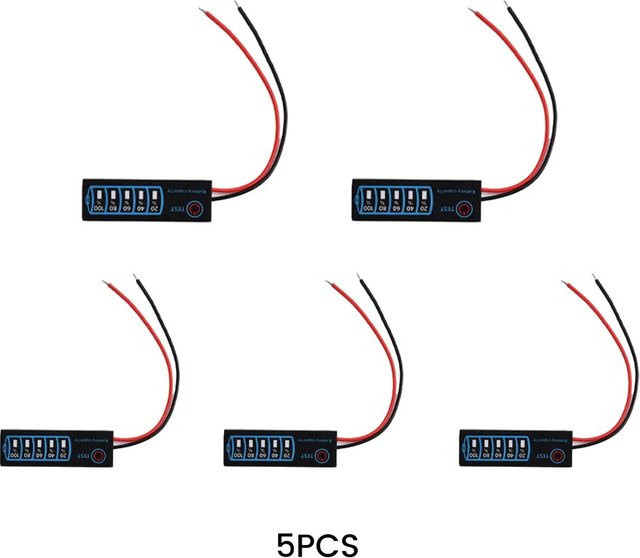 5er-Set Kapazitätsanzeige für Lithium-Eisenphosphat- und Blei-Säure-Batterien, DC5V-30V, Schwarz - Bild 1