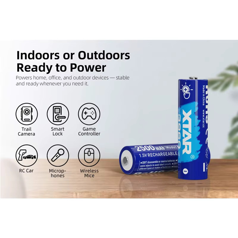 XTAR AA Li-Ionen-Akku 1,5 V 2500 mAh in Blau mit Touch-Funktion und geschützten Batteriezellen - Bild 2