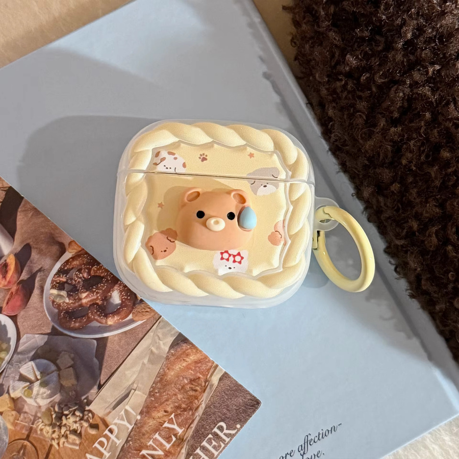 Koreanische 3D Cartoon Bär Welpen Schutzhülle für Apple AirPods 1 2 3 4 Pro und Pro 2 mit Haken - Bild 4