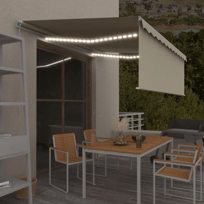 Manuelle Markise mit Rollo und LED von vidaxl in Creme, B: 400 cm, H: 300 cm - Bild 1