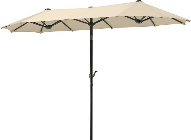 Schneider Marktschirm beige mit Kurbelmechanik aus Stahl und Polyester-Gewebe, B: 300 cm, T: 150 cm, H: 220 cm - Bild 1