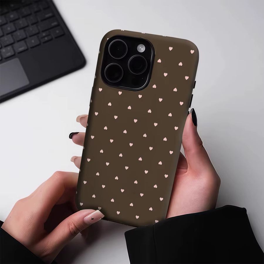 Robuste Handyhülle von Potdemiel mit rotem Herz auf hellbraunem Hintergrund für iPhone 17, 16, 15, 14, 13 Pro Max Plus, magnetisch und doppelschichtig - Bild 4