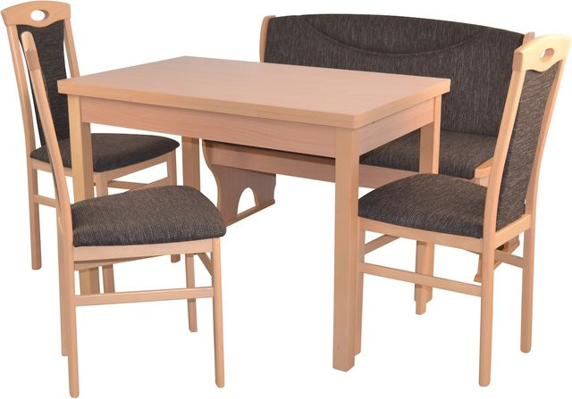 5-teilige Sitzgruppe Madrid von Möbel direkt online aus Massivholz in Buche Natur und Nuss Dunkel Braun - Bild 1