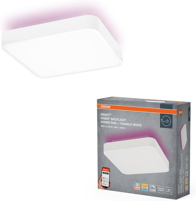 Osram Wifi SMART+ ORBIS BACKLIGHT LED Deckenleuchte RGBW, weiß, B/T/H: 35 x 35 x 3,5 cm, dimmbar, 28W, Tunable White - Bild 1